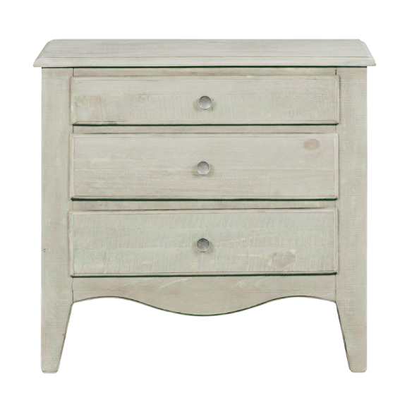 Rustic Charm Meets Chic Elegance: Solid Wood Platform King Size Bedroom Set with Scalloped Edges, Weathered White Wash Finish, Unique Grain Patterns, Angled Feet, and Oil-Rubbed Bronze Drawer Pulls
