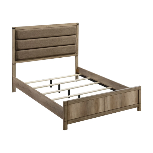 Rustic Light Brown 5-Piece Queen Upholstered Panel Bedroom Set – Warm, Stylish, and Durable