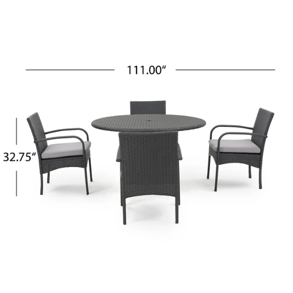 5-Piece Outdoor Wicker Dining Set | Includes Water-Resistant Cushions for Comfort and Durability