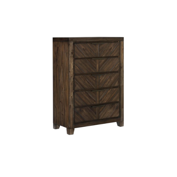 3-Piece Cherry Modern Panel Bedroom Set – Rustic Elegance with V-Matched Planks, Acacia Veneers, and Antiqued Hardware