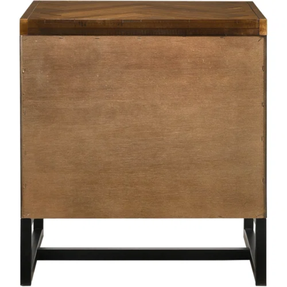 Industrial Mid-Century Modern Platform Bedroom Set with Herringbone Design Headboard – Stylish and Versatile