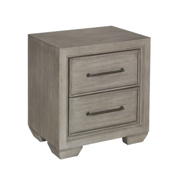 6-Piece Gray Wood Bedroom Set with Upholstered Panel Bed, Dresser, Mirror, 2 Nightstands, and Chest – Elegant and Timeless Design