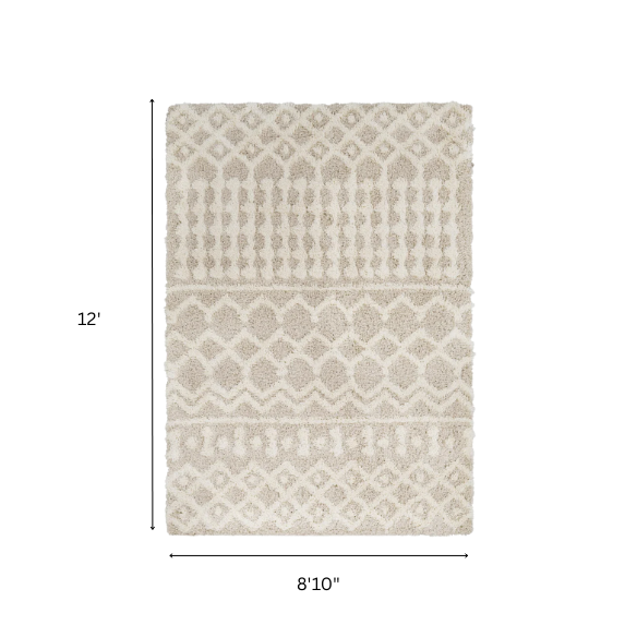 Soft Cozy Woven Shag Bohemian Tribal Area Rug