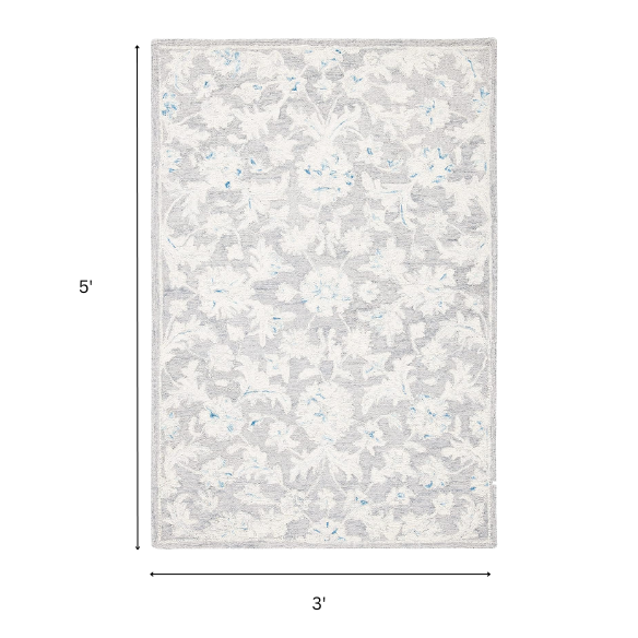 Tufted Wool Area Rug – Luxurious Floral Design