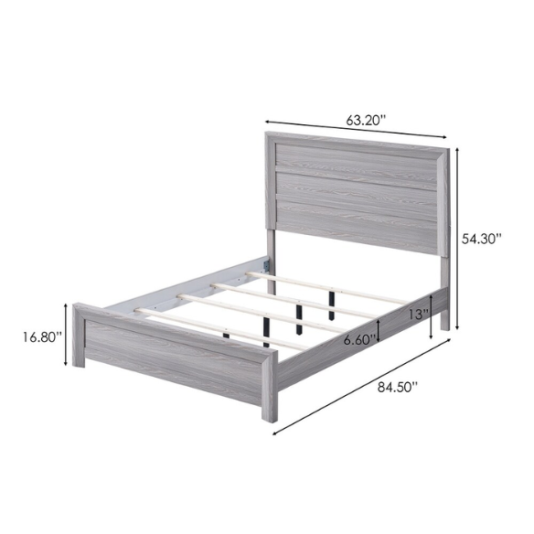 Contemporary Gray Panel Queen Bedroom Set – Bed, Dresser, Mirror & Nightstand
