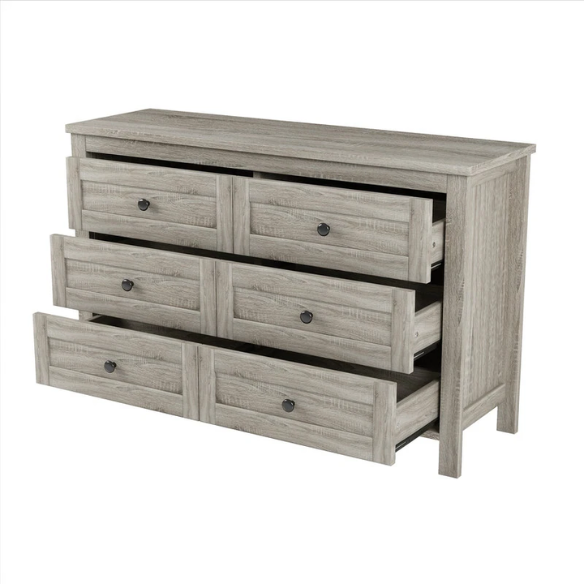 3-Piece Farmhouse Queen Bedroom Set – Platform Bed with Sliding Door Storage Headboard and Charging, Nightstand, and Dresser – Modern Design with Ample Storage