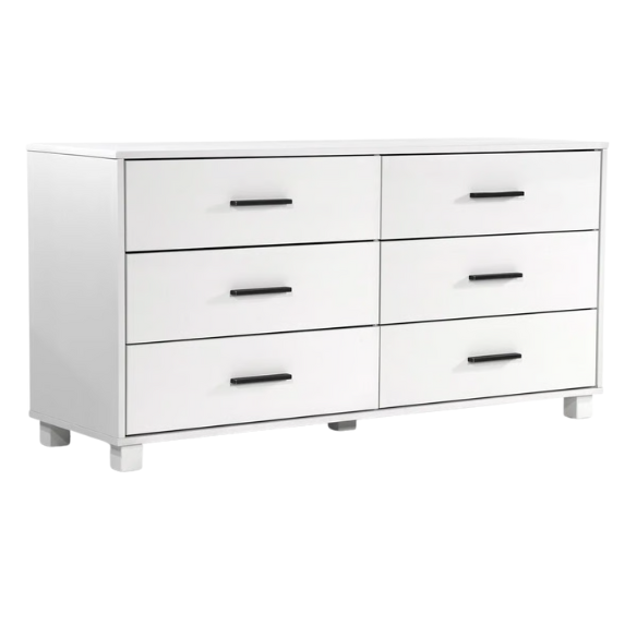 Rustic White King 5-Piece Solid Wood Bedroom Set – Bed, 2 Nightstands, 6-Drawer Dresser, and 5-Drawer Chest