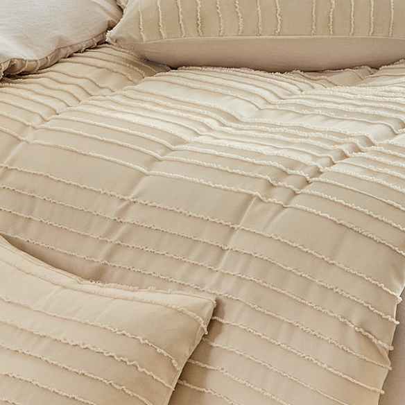 Luxurious Tufted Duvet Cover Set – Queen Size | Striped Textured Boho Bedding | Ultra-Soft Washed Microfiber | 3-Piece Set