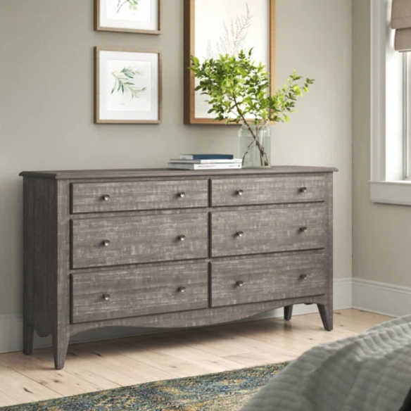 Rustic Charm Meets Chic Elegance: Solid Wood Platform King Size Bedroom Set with Scalloped Edges, Weathered White Wash Finish, Unique Grain Patterns, Angled Feet, and Oil-Rubbed Bronze Drawer Pulls
