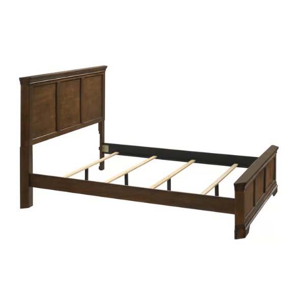 Traditional Wood Panel Bedroom Set with Dresser, Mirror, Nightstand, and Chest in Antique Walnut Finish