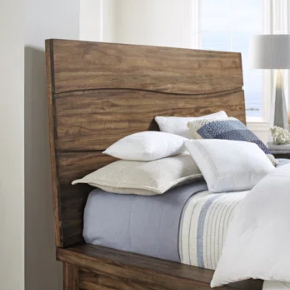 Boho-Inspired Configurable Bedroom Set with Bold Design, Solid Wood Construction, and Wavy Accents - Includes Platform Bed, Nightstand, and 6-Drawer Dresser in Rich Brown Finish