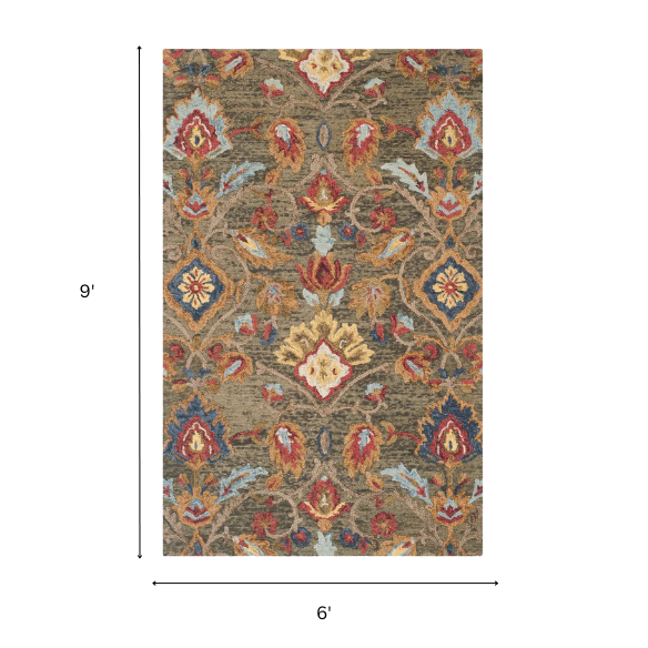 Tufted Wool Area Rug – Luxurious Floral Design