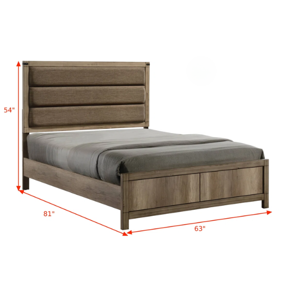 Rustic Light Brown 5-Piece Queen Upholstered Panel Bedroom Set – Warm, Stylish, and Durable