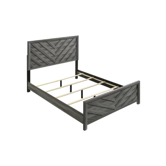 Stylish Dark Grey Wooden 5-Piece Twin Bedroom Set: Luxurious Rustic Solid Wood Design