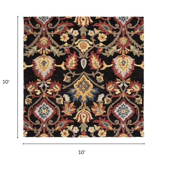 Tufted Wool Area Rug – Luxurious Floral Design