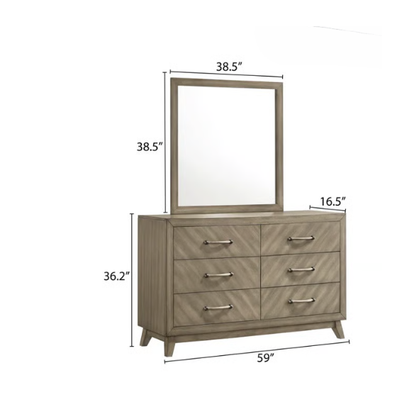 Transform Your Bedroom with a 5-Piece Bedroom Set – Modern Elegance in Weathered Sand Finish with Timeless Sophistication and Exceptional Functionality