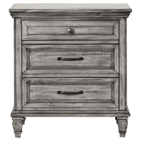Exquisite Old-World Charm with Glamorous Flair – 5-Piece King Bedroom Set in Grey with Crown Molding, Felt-Lined Drawers, and Built-In Outlets