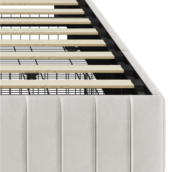 King Size Upholstered Platform Storage Bed with Velvet Fabric, Channel-Tufted Accents, and Built-In Drawers for Extra Storage