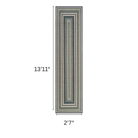 Coastal-Inspired Geometric Rug – Fade & Stain-Resistant,Ivory,Green,Blue Pattern, Ideal for Indoor/Outdoor Use
