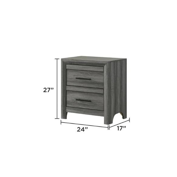 Stylish Dark Grey Wooden 5-Piece Twin Bedroom Set: Luxurious Rustic Solid Wood Design