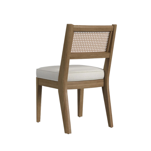 7-Piece Brown Wood Rectangle Dining Set – Mid-Century Boho Style with Sustainable Oak & Cane Details