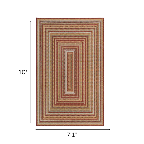 Coastal-Inspired Geometric Rug – Fade & Stain-Resistant, Burgundy,Ivory,Orange,Green,Blue Pattern, Ideal for Indoor/Outdoor Use