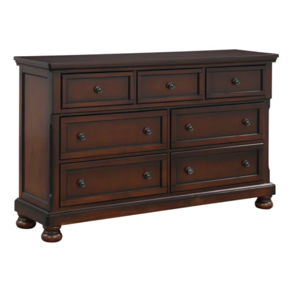 Transitional 3-Piece Queen Platform Bedroom Set with Hidden Storage – Includes Nightstand, Dresser, and Bed with Traditional Bun Feet and Rich Medium Brown Finish