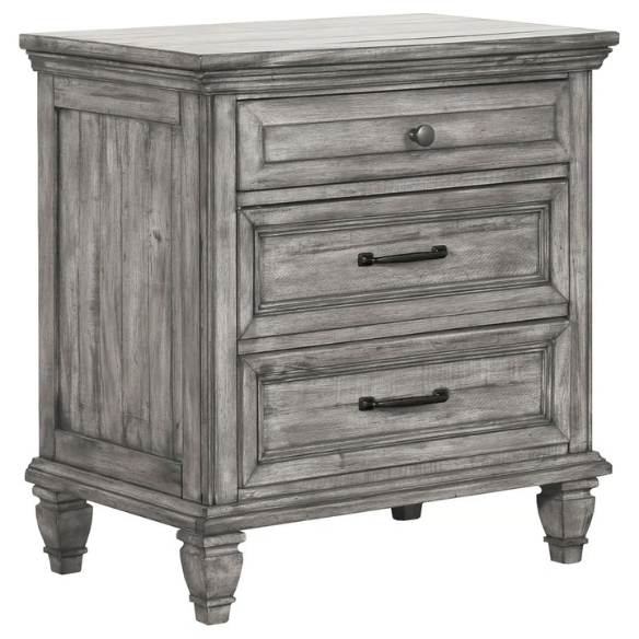 Exquisite Old-World Charm with Glamorous Flair – 5-Piece King Bedroom Set in Grey with Crown Molding, Felt-Lined Drawers, and Built-In Outlets