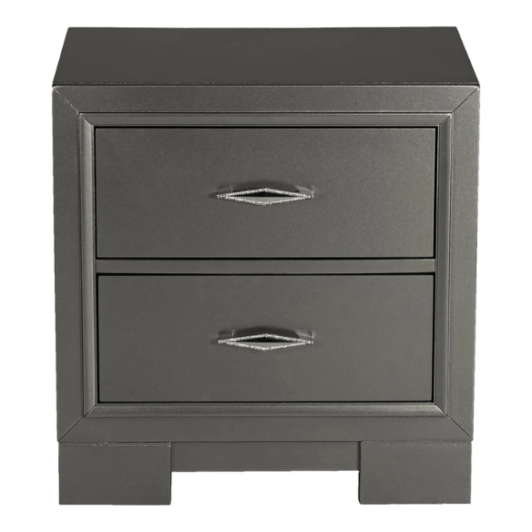 Contemporary 6-Piece Queen Bedroom Set in Solid Grey with LED-Illuminated Headboard, Textured Panels, and Eco-Friendly Rubberwood Construction