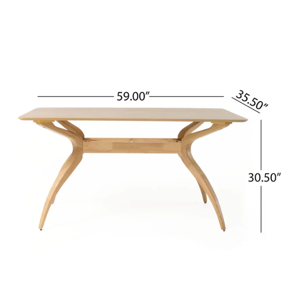 Mid-Century Modern 5-Piece Dining Set – Smooth Wood Finish with Cushioned Fabric Chairs for Comfort & Style
