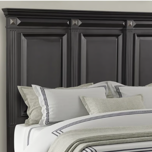 5-Piece King Bedroom Set – Solid Wood Construction with Muted Silver Accents, Fluted Pilasters, French Bracket Foot Bases, and Elegant Dovetail Drawer Detailing for Timeless Sophistication