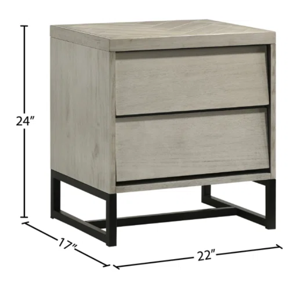 Industrial Mid-Century Modern Platform Bedroom Set with Herringbone Design Headboard – Stylish and Versatile