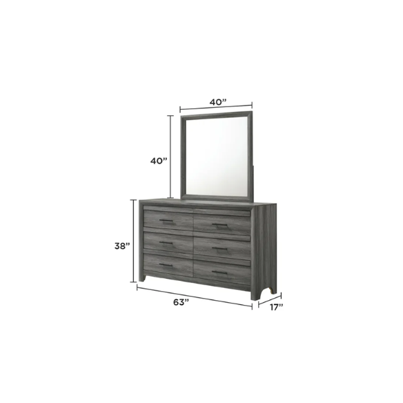 Stylish Dark Grey Wooden 5-Piece Twin Bedroom Set: Luxurious Rustic Solid Wood Design