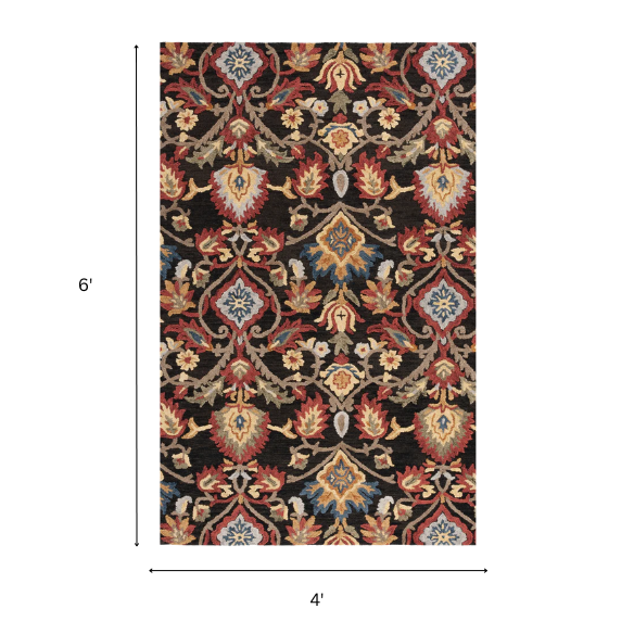 Tufted Wool Area Rug – Luxurious Floral Design