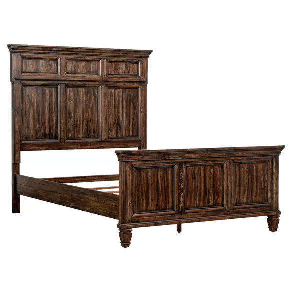 Exquisite Old-World Charm with Glamorous Flair – 5-Piece King Bedroom Set in Rich Brown with Crown Molding, Felt-Lined Drawers, and Built-In Outlets