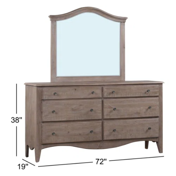Rustic Charm Meets Chic Elegance: Solid Wood Platform King Size Bedroom Set with Scalloped Edges, Weathered White Wash Finish, Unique Grain Patterns, Angled Feet, and Oil-Rubbed Bronze Drawer Pulls