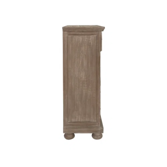 Stylish King Platform Solid Wood Configurable Bedroom Set – Featuring Curved Paneled Headboard, Footboard Storage Drawers, Seven-Drawer Dresser, and Two-Drawer Nightstand for a Functional and Clutter-Free Teen Retreat