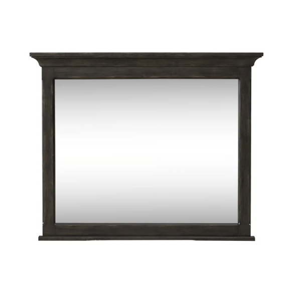 Rustic Elegance 3-Piece King Panel Bed, Dresser & Mirror Set in Saddle Brown – Crafted with Rubberwood and Split Heart White Oak Veneers, Soft-Close Drawers, Cedar Lining, Antique Pewter Hardware, and Crown Molding Details