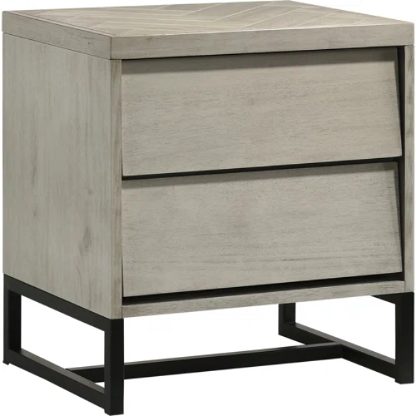 Industrial Mid-Century Modern Platform Bedroom Set with Herringbone Design Headboard – Stylish and Versatile