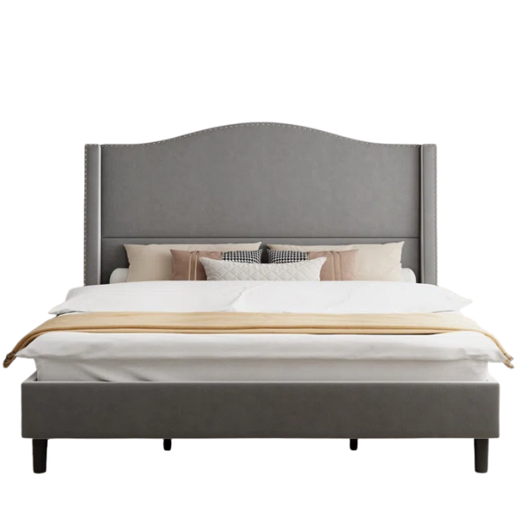 Luxurious Velvet Upholstered Metal Platform Bed – Full/Double Size with Sleek & Stylish Design