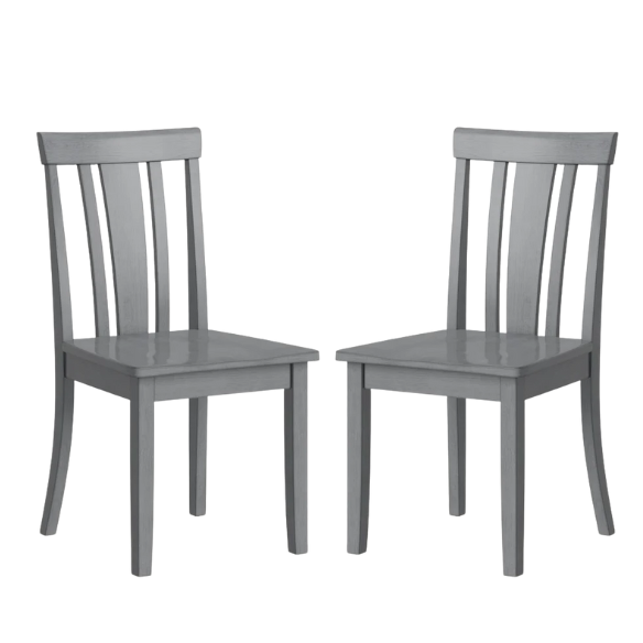 Set of 2 Farmhouse Slat Back Wooden Dining Side Chairs – Solid Wood, Rustic Kitchen or Dining Room Seating