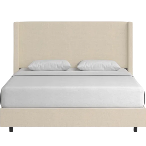 Cozy and Sleek Modern Queen Size Upholstered Wingback Bed