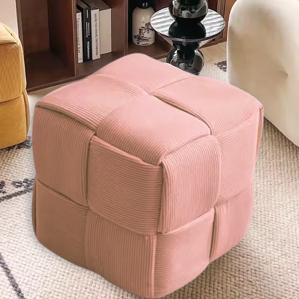 Blush Corduroy Ottoman – Stylish, Comfortable, and Durable for Any Space