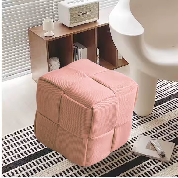 Blush Corduroy Ottoman – Stylish, Comfortable, and Durable for Any Space