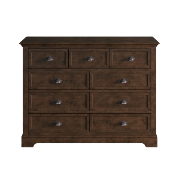 Traditional 9-Drawer Double Dresser with Beveled Edges, Picture Frame-Style Drawers