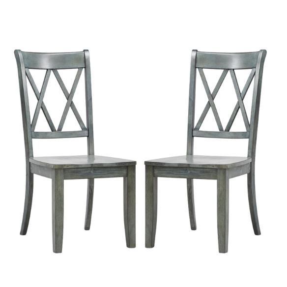 Farmhouse X-Back Solid Wood Dining Chairs (Set of 2) – Rustic Kitchen or Dining Room Seating