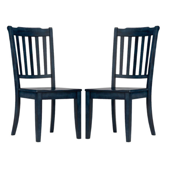 Slat-Back Solid Wood Dining Chairs – Set of 2 Farmhouse Kitchen or Dining Room Chairs
