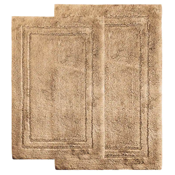 Light Brown Cotton 2-Piece Bath Rug Set – Plush, Non-Slip, Highly Absorbent Rugs (20" x 30" & 24" x 36")