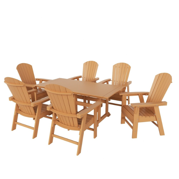 7-Piece Eco-Friendly All-Weather Outdoor Dining Set with Armchairs – Comfortable, Stylish, and Durable for Your Patio or Backyard