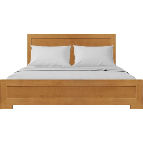 Neutral-Colored Solid Wood Queen Size Low Profile Platform Bed